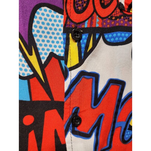 Reason Mens Large Shirt Button Up Pop Art Retro Comic Graphic Wild Colorful Geek - Picture 5 of 14